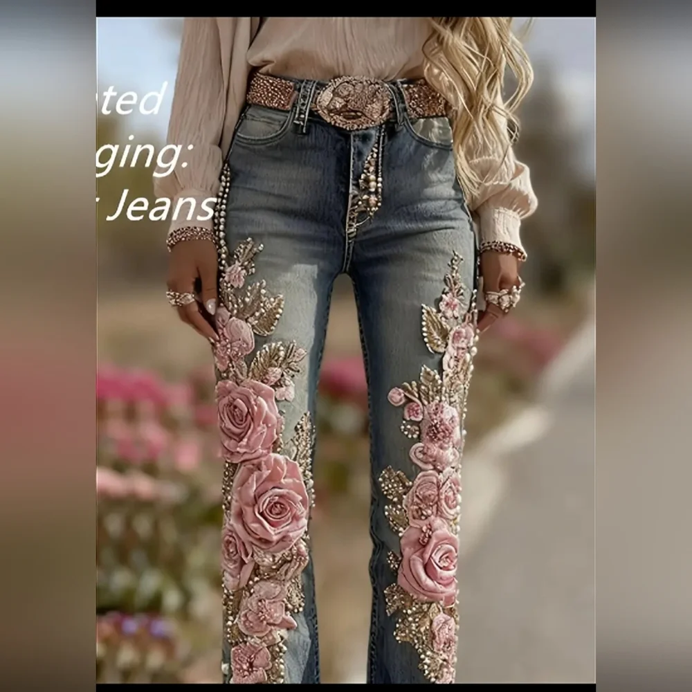 NEW DENIM JEANS LOOK LEGGINGS PLUS SIZE 2XL - Picture 1 of 5